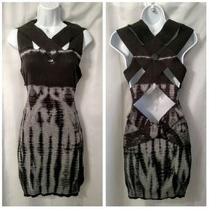 All Saints gray stretchy bandage mini dress